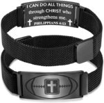 Baseball Soccer Football Basketball Bracelet Gifts,Faith Cross Bracelets for Men Baptism First Communion Confirmation Christmas Birthday Gifts for Teens Teams Son Grandson Brother,Adjustable Size - Image 2