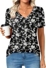 Bestbee Women's Plus Size Short Sleeve Blouses Summer Casual Loose Fit Tops V Neck Tunics - Image 2