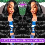 Body Wave Lace Front Wigs Human Hair 200 Density Frontal Wigs Human Hair 13x6 Hd Lace Front Wigs Human Hair Pre Plucked Brazilian Virgin Hair Glueless Wig 20 Inch Body Wave Wig for Women Natural Black - Image 2