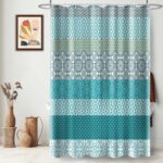Boho Elegant Striped Shower Curtain, Vibrant Bohemian Chic Multi Pattern for Bathroom Decor with 12 Hooks, 72x72 Inches, Blue Green - Image 2