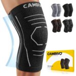 CAMBIVO Knee Brace for Women and Men with Side Stabilizer 2 Pack, Lightweight Knee Compression Sleeves for Knee Pain Relief, Knee Sleeves for Running, Workout and Daily Activities (Dark Gray, Large) - Image 2