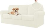 CHUN YI 7 Piece Couch Covers Sofa Covers Washable, Stretch Sofa Slipcovers for 3 Cushion Couch with Seperate Backrest and Cushion Covers, Anti Slip Furniture Protector for Dogs Pets (Large, Cream) - Image 2