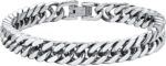 ChainsHouse Stainless Steel Cuban Link Bracelet, 8mm/12mm/17mm Width, 7.5"/8.3"/9", 18K Gold Plated Chain Wrist Bracelets for Men Women, Send Gift Box - Image 2