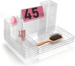 Clear Plastic Drawer Organizers Set of 45 Vanity Organizers Stackable Storage Bins Dividers Bathroom Organizers Storage Vanity Organizer Bins for Makeup, Kitchen Utensils, Jewelries, Office - Image 2