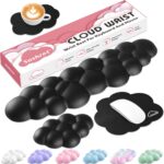 Cloud Wrist Rest for Computer Keyboard, 4-in-1 Memory Foam Leather Cloud Keyboard Wrist Rest and Mouse Pad Set with Ergonomic Support for Arm and Palm Cushion, Gaming/Work Setup, Black - Image 2