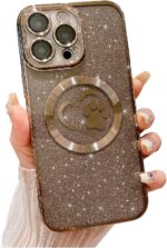Compatible for iPhone 16 Pro Max Case Glitter Clear Paw Love Heart Compatible with MagSafe, Camera Lens Protection Soft Slim Thin Magnetic Bling Phone Case - Desert - Image 2