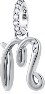 Complete Initial A-Z 26 Letter Dangle Charms, 925 Sterling Silver Dangling CZ Stone Alphabet Beads, fits European Bracelet Necklace, Gift for Mother/Dad/Daughter/Son/Sister/Birthday - Image 2