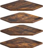 Corner Shelf Wall Mount, Floating Corner Shelves, Set of 4 Corner Wall Shelf Organizer, Rustic Wood Wall Storage Display Shelves for Living Room Bedroom Bathroom Kitchen, Rustic Brown - Image 2