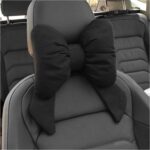 Cute Bow Car Headrest Pillow,Comfortable & Breathable Car Neck Pillows for Relief Neck Fatigue,Universal Head Rest Pillow for Cars Decoration as Birthday Gifts for Women,Girl (Black) - Image 2
