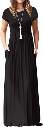 DEARCASE Maxi Dress for Women Short Sleeve Casual Summer Loose Plain Comfy Long Dresses with Pockets - Image 2