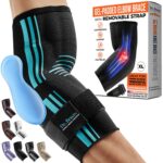 DR. BRACE® Elite Elbow Brace Support, Breathable Elbow Compression Sleeve with Gel Pad for Golfer's, Tennis Elbow & Tendonitis Treatment & Pain Relief 2024 (Black-Blue, X-Large) - Image 2