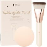 DUcare Foundation Brush for Liquid Makeup, Flat Top Professional Kabuki Brush with Puff Buffing Blending Mineral Powder Large Makeup Face Brush - Image 2