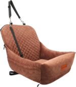 Dog Car Seat for Small Dogs,Covered Soft Fabric and Fill in Memory Foam,Easy to Assemble and Fully Detachable,2 Clip-On Safety Leashes and Storage Pockets(Brown) - Image 2