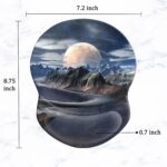 Ergonomic Mouse Pad with Support, Pain Relief Wrist Rest, Non-Slip PU Base for Home Office Working, Studying, Gaming (Aesthetic Moon) - Image 2