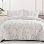 Exclusivo Mezcla Reversible Boho Quilt Set King Size, 3 Pieces Flowers White All Season Bedspreads, Ultra Soft Floral Coverlet Bedding Set with Printed Pattern (1 Quilt, 2 Pillow Shams) - Image 2