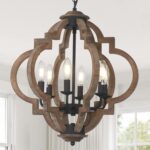 Farmhouse Chandeliers for Dining Room, 6-Light Rustic Dining Room Light Fixture Over Table, Wood Black Hanging Pendant Lights Kitchen Island, Boho Chandelier for Bedrooms Entryway Living Room - Image 2
