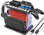 Firven Games Organizer Station with Controller Charger, Charging Dock for Nintendo Switch 2, Display Rack Holder for Switch 2 Dock, Game Cases & Pro Controllers, Accessories Stand with RGB Lighting - Image 2