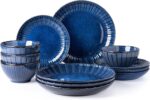 GBHOME Stoneware Dinnerware Sets, Handmade Reactive Glaze Plates and Bowls Sets, Chip and Scratch Resistant Dishes| Dishwasher & Microwave Safe | Service for 4 - Image 2