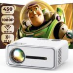 Generic Mini Projector with WiFi and Bluetooth, 450 ANSI 1080P FHD Home Movie Projector, Portable Outdoor Projector Compatible with 250" Display + Zoom, White - Image 2