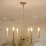 Generies Antique Spray Gold Farmhouse Chandelier, 6 Light Rustic Lighting Fixture Modern Industrial Candle Ceiling Light for Dining Room, Bedroom, Foyer, Living Room, Kitchen Island, Entryway - Image 2