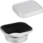Haoge LH-EW3 Square Metal Lens Hood with 49mm Adapter Ring with Cap for Fujifilm Fuji FinePix X100 X100S X100T X100F X70 X100V Camera Replaces Fujifilm LH-X100 AR-X100 LH-X70 Silver - Image 2
