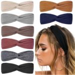 Huachi Hairband for Women's Hair, 8pcs Elastic Headbands for Women, Solid Color, Ribbed Knitting, Soft, Non-slip, Stretchy, Breathable, Suitable for Any Occasions, Hair Styling Accessories - Image 2