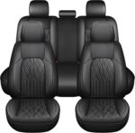 Huidasource Car Seat Covers Full Set, Leather Vehicle Cushion Covers, Universal Fit for Most Car SUV Pickup Truck, Fit for Acura Honda City Nissan Altima Mazda Hyundai Audi A3 A4(Full Set/Black) - Image 2