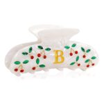 Initial Cherry Hair Clips for Women - Teen Girl Gifts Trendy Stuff, Fashion Letter Claw Clips Durable Hair Clip Cherry Print Hair Accessories | Wedding Bridesmaid Birthday Gifts, Letter B - Image 2