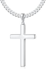 Italian 925 Sterling Silver Cross Necklace for Men, 18k Gold Over Sterling Silver Cross Necklace with World-class Craft 4mm Cuban Link Chain for Men Boys Women, Durable, Colorfast 16-26 Inch - Image 2