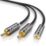 J&D 3.5mm to RCA Adapter Cable, Gold Plated 3.5mm Female to 2 RCA Male Stereo Audio Y Cable for Record Player, Speakers, Home Theater, Smartphone, MP3, 12 Feet - Image 2