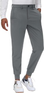 JWM Men's Stretch Golf Joggers Pants with Belt Loops - 29" 34" Slim Fit Tapered Casual Business Travel Dress Work Sweatpants - Image 2