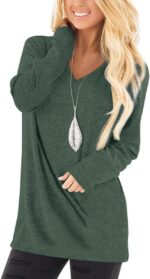 Jescakoo Tunic Tops to Wear with Leggings Long Sleeve V Neck T Shirts Fall Outfits 2025 Casual Loose Fit S-3XL - Image 2