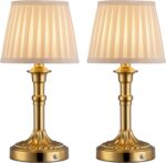 KDG Cordless Portables Table Lamp Set of 2, LED Fabric Shade Small Desk Lamps, 5000mAh Battery Powered Lighting, 2700K Stepless Dimmable Light for Living Room, Dining Room, Bedroom, Bedside (Bronze) - Image 2