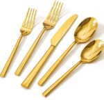 KINGSTONE Gold Silverware Set, 20-Piece Forged Flatware Set Cutlery Set Premium Stainless Steel, Service for 4, for Kitchen, Home, Wedding, Party, Mirror Polished and Dishwasher Safe - Image 2