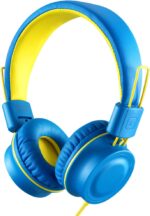 Kids Headphones-Noot Products K33 Foldable Stereo Tangle-Free 5ft Long cord 3.5mm Jack Plug in Wired On-Ear Headset for Children/Teens/Boys/Girls/ipad/School/Kindle/Travel/Plane/Tablet (Electric Blue) - Image 2