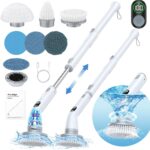 LABIGO Electric Spin Scrubber LA4 Pro, Dual Speed Bathroom Scrubber with Display & 6 Replacement Cleaning Heads, Cordless Power Scrubber with Adjustable & Detachable Handle for Bathroom Floor Tile - Image 2