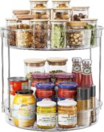 LAMU 12inch 2 Tier Lazy Susan Turntable Organizer Rotating Spice Rack Organization for Cabinet, Kitchen, Pantry, Countertop, Bathroom, Vanity, Medicine Cabinet Organizer, Clear - Image 2