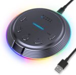 LIANGSTAR Gaming USB Microphone with 5 Voice Changes, Mute Button, Desktop Podcast Mic, Volume Control, RGB Condenser Computer Microphone for PC Gamer, YouTube, Streaming, Conference, Class - Image 2