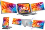 LXU 16-inch Portable Monitor for Laptop | 2025 New Upgraded 1200P 16:10 FHD Screen Extender | Plug-Play Laptop Extended Monitor | USB-C/HDMI Triple Display for 12~18.5" MacOS/Windows | 360° Rotatable - Image 2