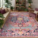 Lahome Area Rugs 9x12 Rugs for Living Room,Large Bedroom Dining Room Rug,Boho Vintage Soft Non-Slip Non-Shedding Low Pile Printed Indoor Carpet for Nursery Kids Home Office(9x12ft,Fuchsia) - Image 2