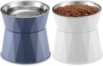 Lallisa Cat Feeder, 2 Pcs Elevated Stainless Steel Bowls with Adjustable Raised Stand, Non-Slip Pet Food and Water Bowl for Cats, Dogs, Hygienic Feeding Eating Pets (Blue, White) - Image 2