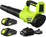 Leaf Blower, Electric Cordless Leaf Blower with 2 Batteries and Charger, 2 Speed Mode, Lightweight Leaf Blowers for Blowing Leaves, Lawn Care, Patio Cleaning and Dust - Image 2