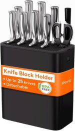 Lifewit Knife Block without Knives, Large Plastic Universal Knife Block Holder with Detachable Slots, Hold Up to 25 Knives, Scissors, and Sharpening Rods, Kitchen Storage Organizer for Counter, Black - Image 2