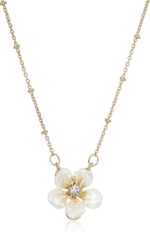 Lonna & Lilly Women's Necklace 16 Inch Flower Pendant - Worn Gold Tone/White/Crystal, One Size - Image 2