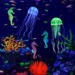 Lpraer 6 Pieces Glow Aquarium Ornaments Artificial Glow Floating Jellyfish Seahorse Anemones Silicone Simulation Fish Tank Decorations for Fish Tank - Image 2