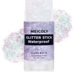 MEICOLY Clear White Face Body Glitter Stick,Hair Glitter Stick for Kids and Women,Sparkle Chunky Glitter Makeup,Waterproof Face Glitter for Party Rave Festival - Image 2