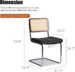 MFFM Rattan Dining Chairs Set of 2, Faux Leather Dining Room Chair with Solid Back and Chrome Legs, Modern Mid Century Designed Chairs for Dining,Living Room,Kitchen Chairs (Leather Black) - Image 2