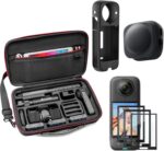 MYAKON Carrying Case for Insta360 X4 Accessories, Tempered Glass Screen Protectors (3 Pack), Silicone Protective Silicone Sleeve Case Cover and Lens Cap for Insta 360 X4 Accessories Bundle - Image 2