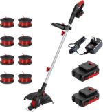 MZK 20V 12'' Cordless String Trimmer, Grass Trimmer&Edger with 8 Replacement Spools, Battery Powered Weed Trimmer with Auto Line Feed for Garden, Lawn(2 * 2AH Battery and Charger Included),ST12D07 - Image 2