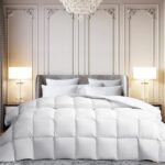 Martha Stewart White Goose Feather Down Fiber Comforter King Size- All Season Duvet Insert, Noiseless Fabric with 60oz Filled Luxury Cloud Fluffy Bed Comforter with 8 Corner Loops, White 106x90inch - Image 2